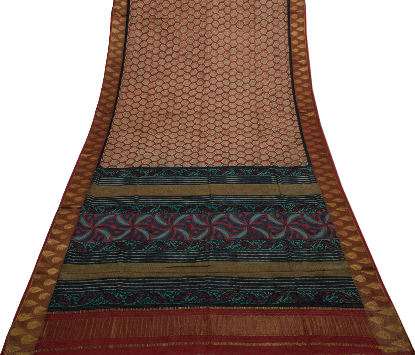 Sushila Vintage Dark Pink Saree 100% Pure Georgette Silk Printed Craft Fabric