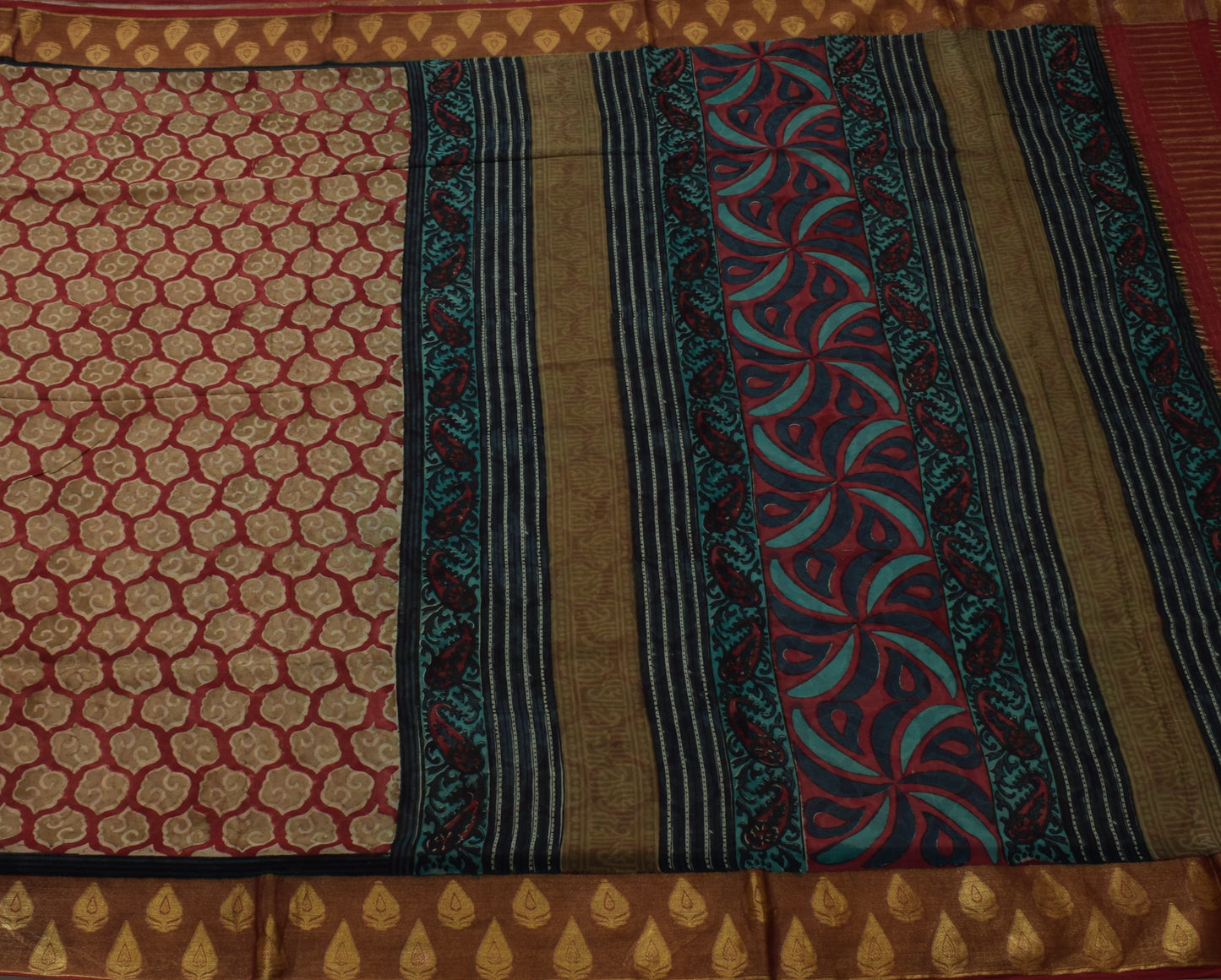 Sushila Vintage Dark Pink Saree 100% Pure Georgette Silk Printed Craft Fabric