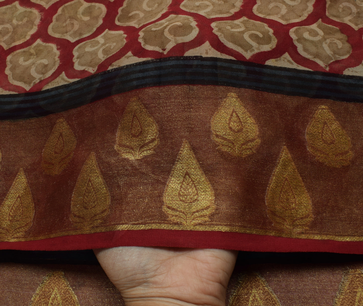 Sushila Vintage Dark Pink Saree 100% Pure Georgette Silk Printed Craft Fabric