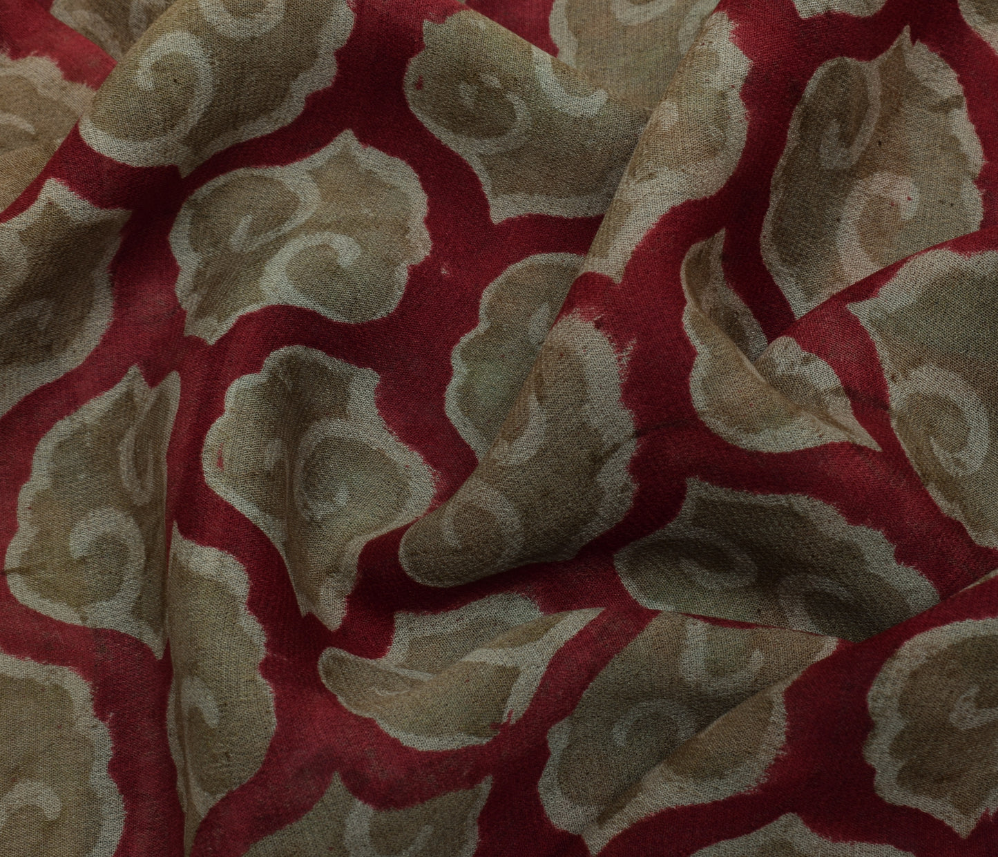 Sushila Vintage Dark Pink Saree 100% Pure Georgette Silk Printed Craft Fabric