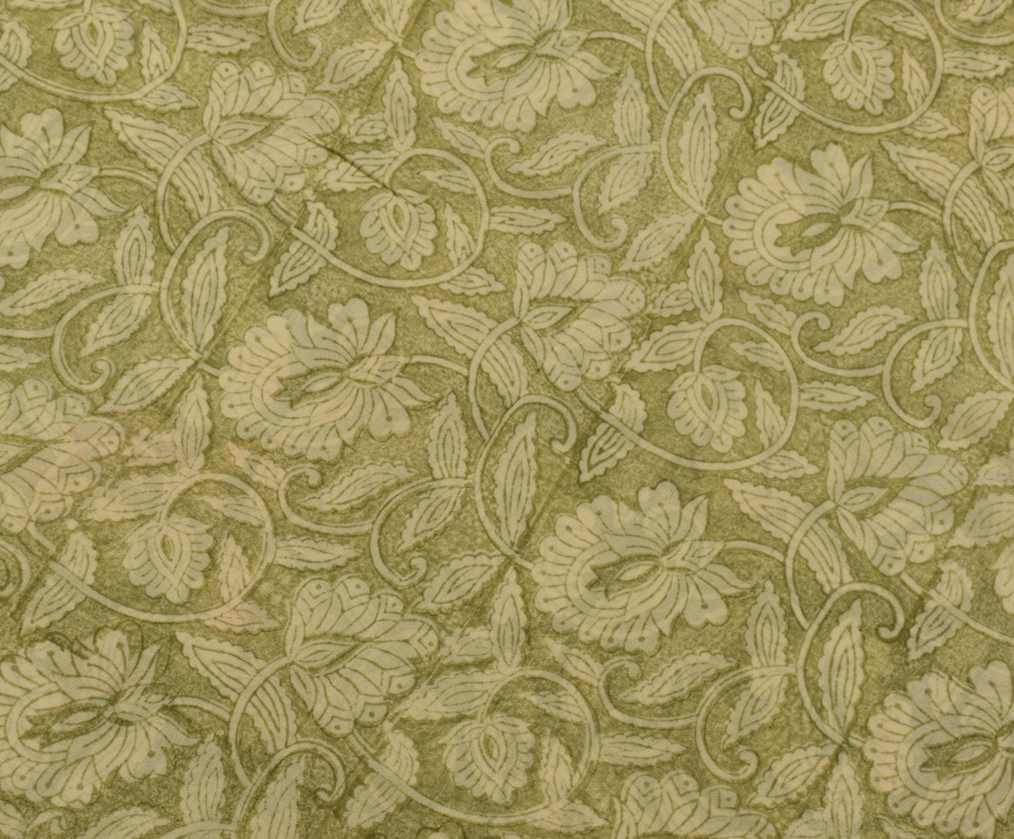 Sushila Vintage Green Saree 100% Pure Georgette Silk Printed Floral Craft Fabric