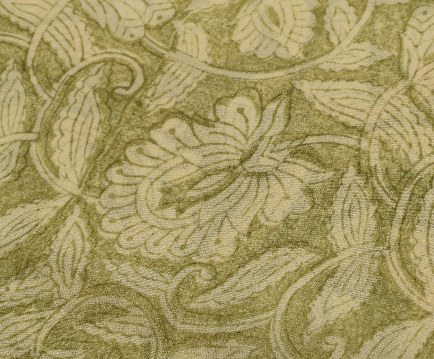 Sushila Vintage Green Saree 100% Pure Georgette Silk Printed Floral Craft Fabric