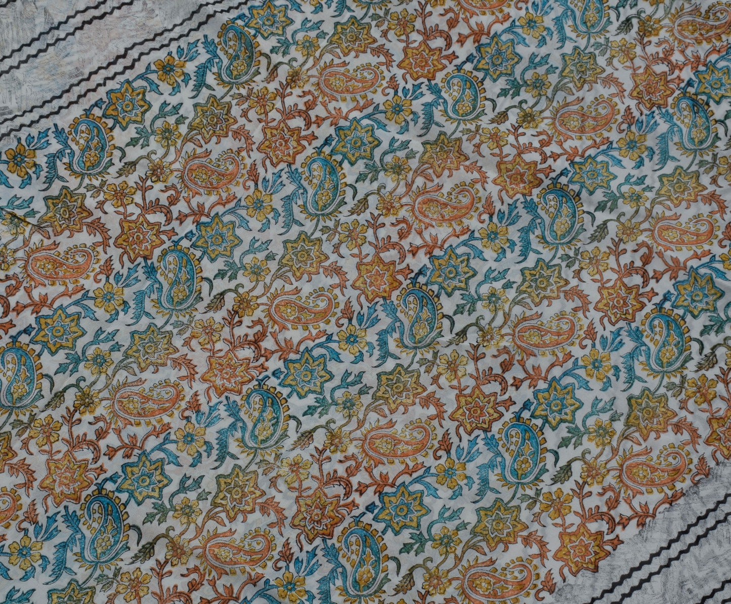 Sushila Vintage Gray Saree 100% Pure Georgette Silk Printed Floral Craft Fabric