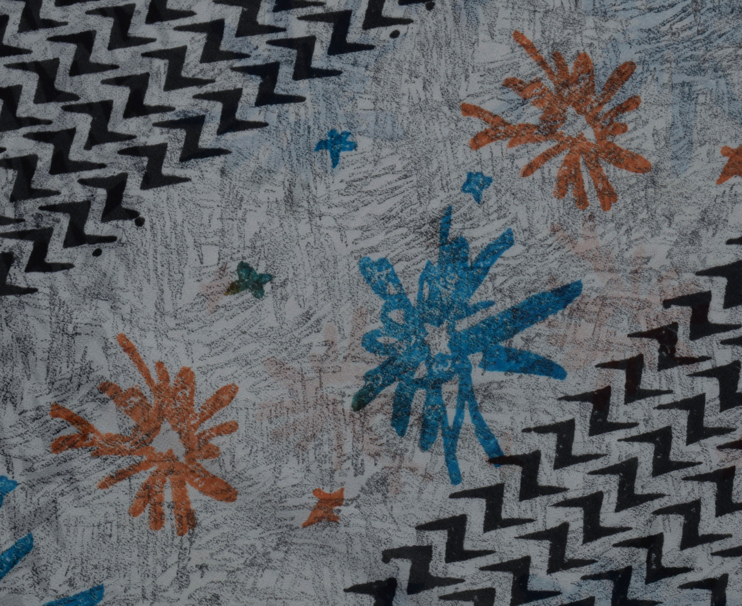 Sushila Vintage Gray Saree 100% Pure Georgette Silk Printed Floral Craft Fabric