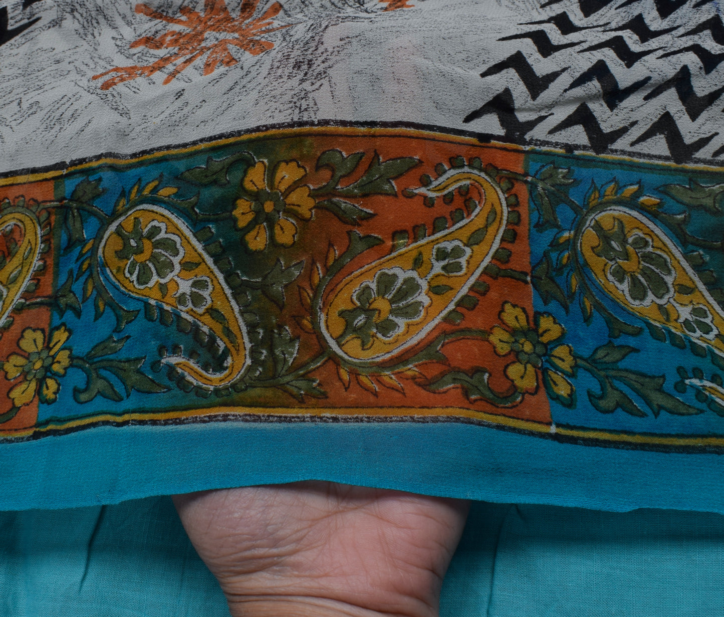 Sushila Vintage Gray Saree 100% Pure Georgette Silk Printed Floral Craft Fabric