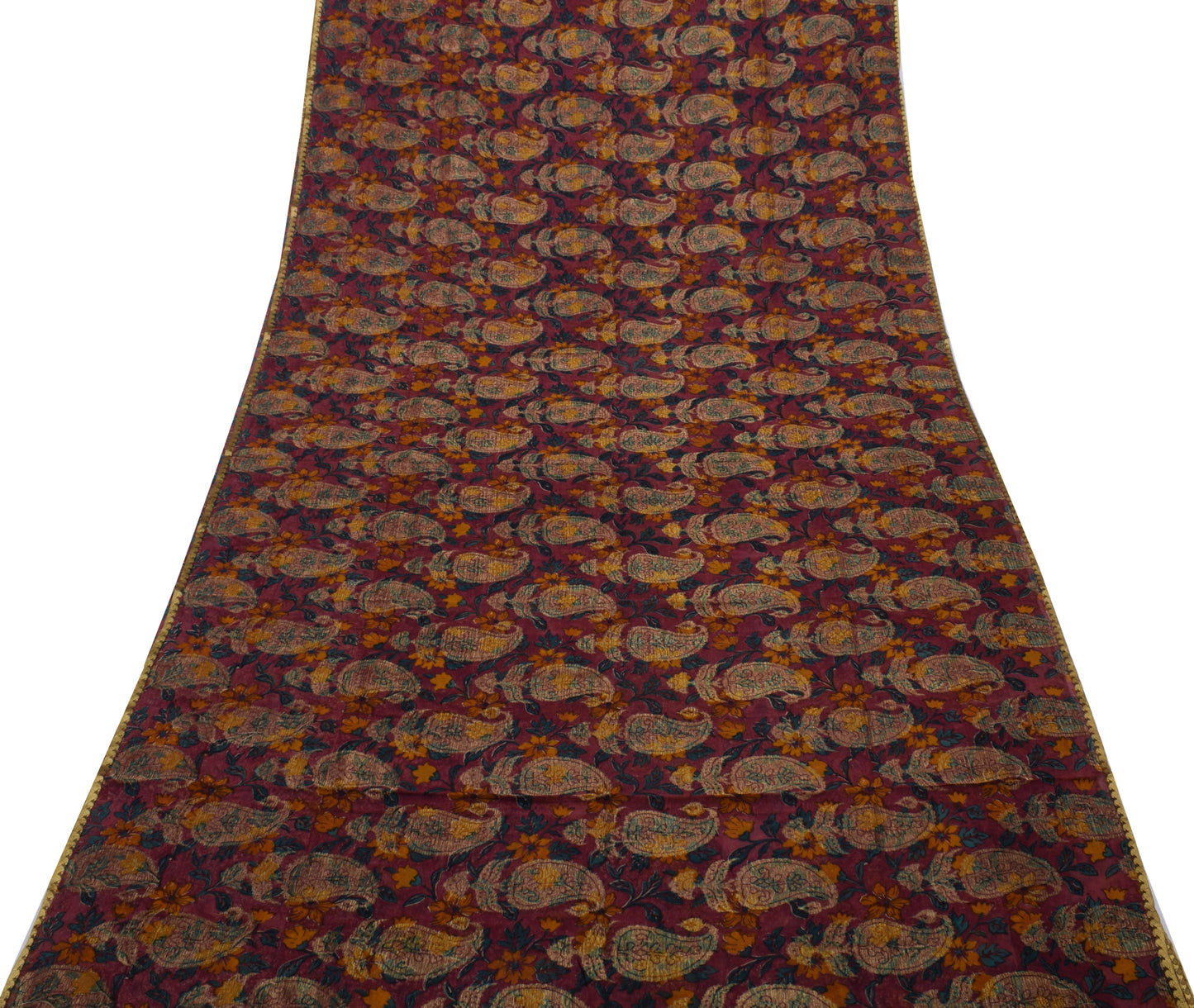 Sushila Vintage Saree 100% Pure Georgette Silk Printed & Woven Craft Fabric