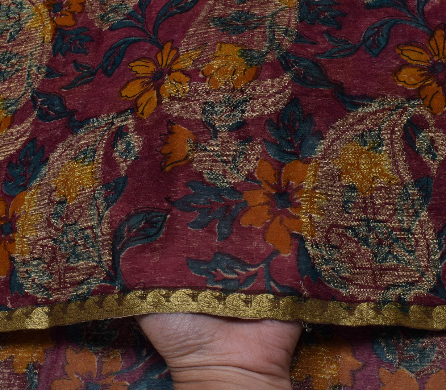 Sushila Vintage Saree 100% Pure Georgette Silk Printed & Woven Craft Fabric