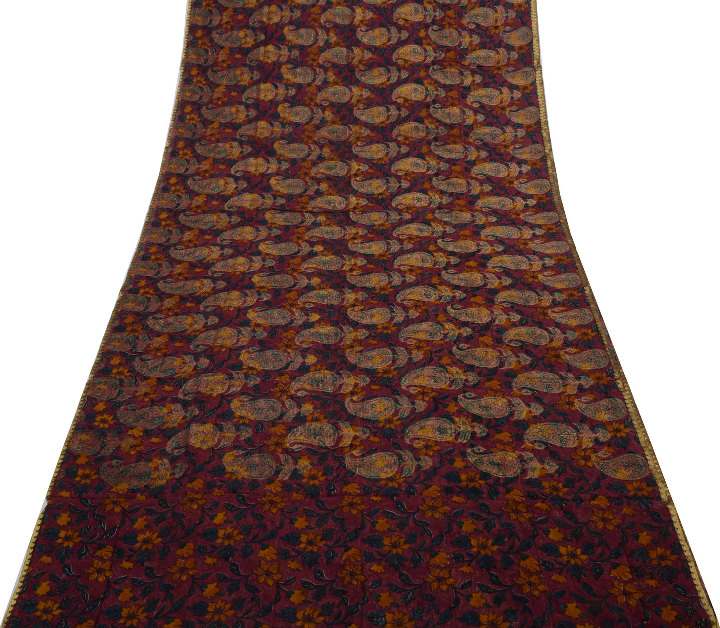 Sushila Vintage Saree 100% Pure Georgette Silk Printed & Woven Craft Fabric