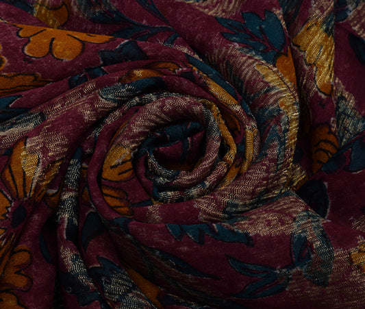 Sushila Vintage Saree 100% Pure Georgette Silk Printed & Woven Craft Fabric
