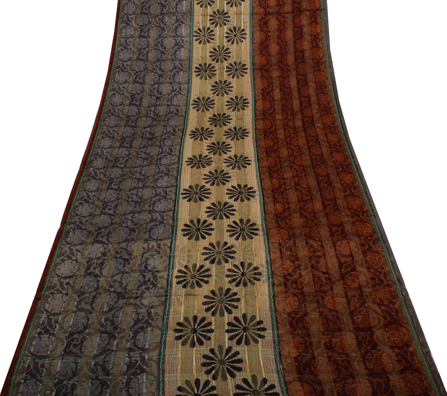 Sushila Vintage Indian Sari 100% Pure Georgette Silk Printed Floral Craft Fabric