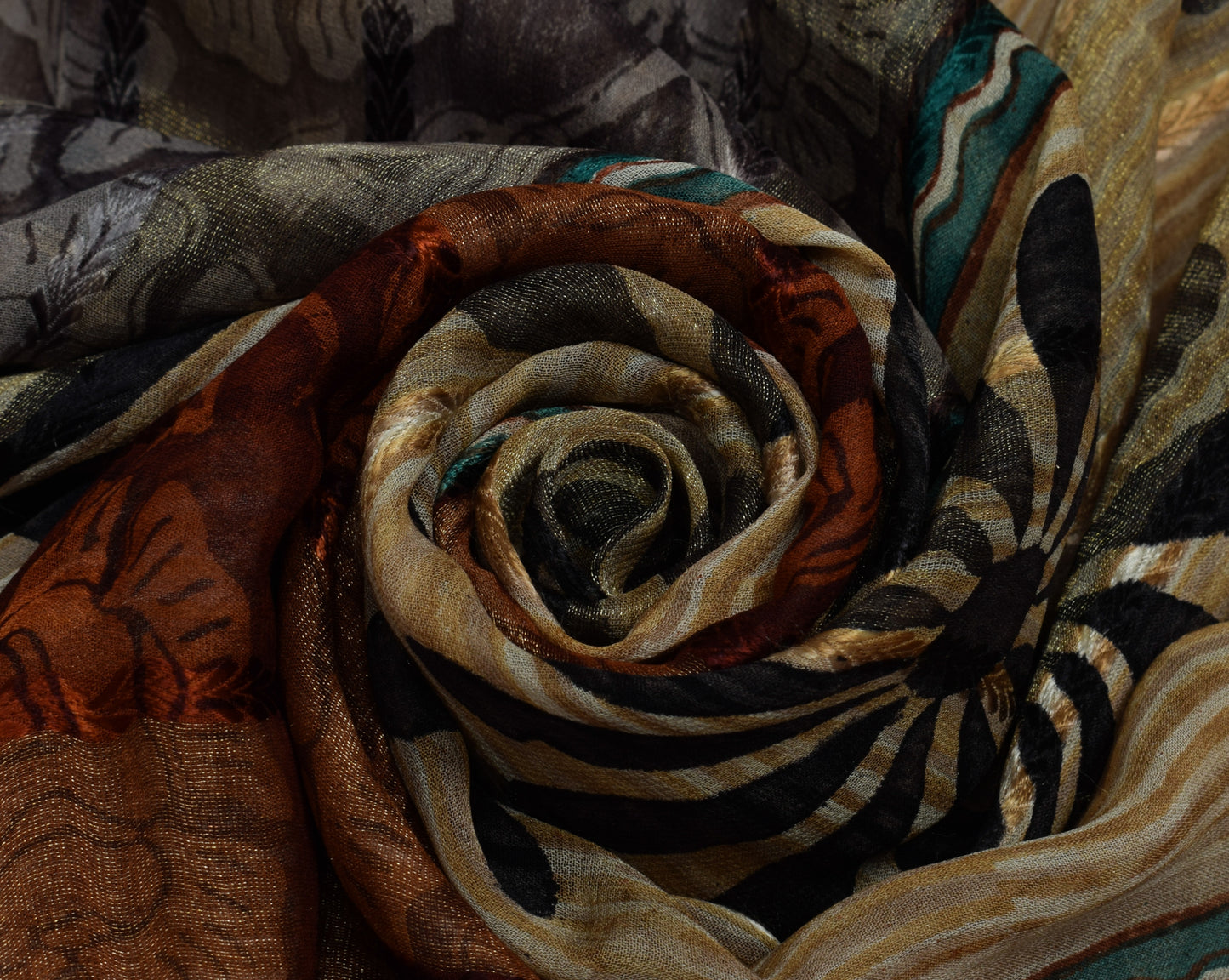 Sushila Vintage Indian Sari 100% Pure Georgette Silk Printed Floral Craft Fabric