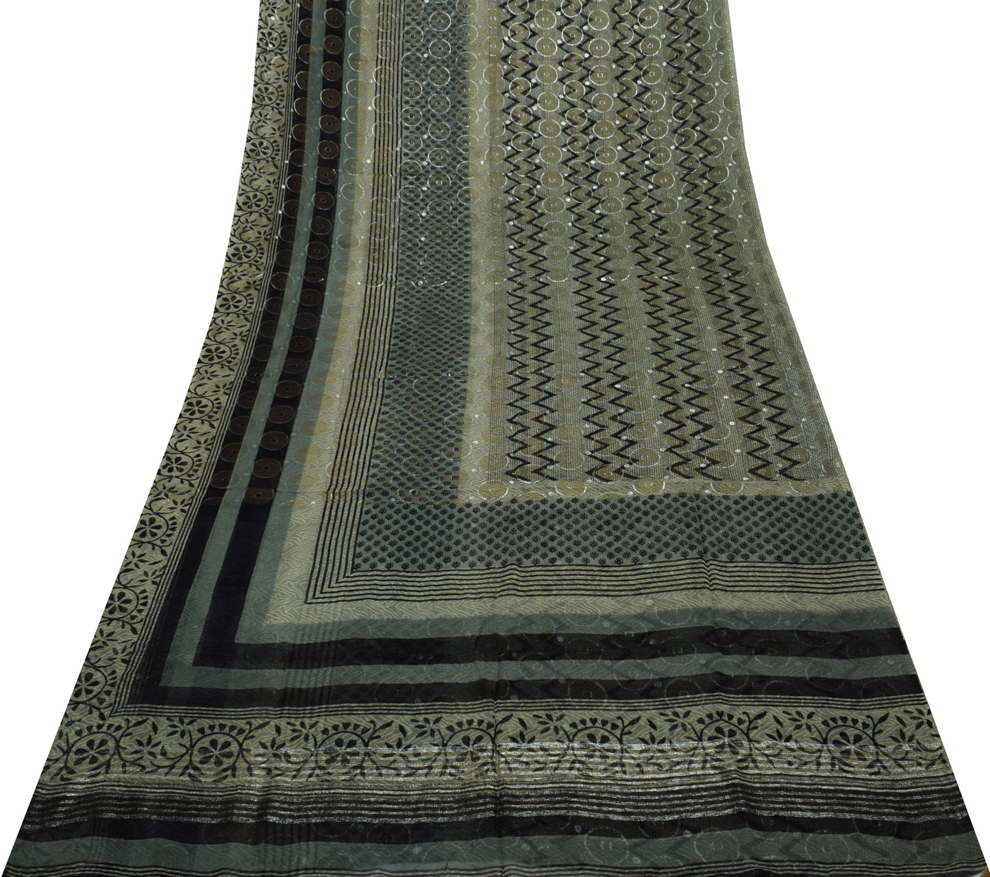 Sushila Vintage Indian Saree Pure Georgette Silk Printed 5 Yard Craft Fabric