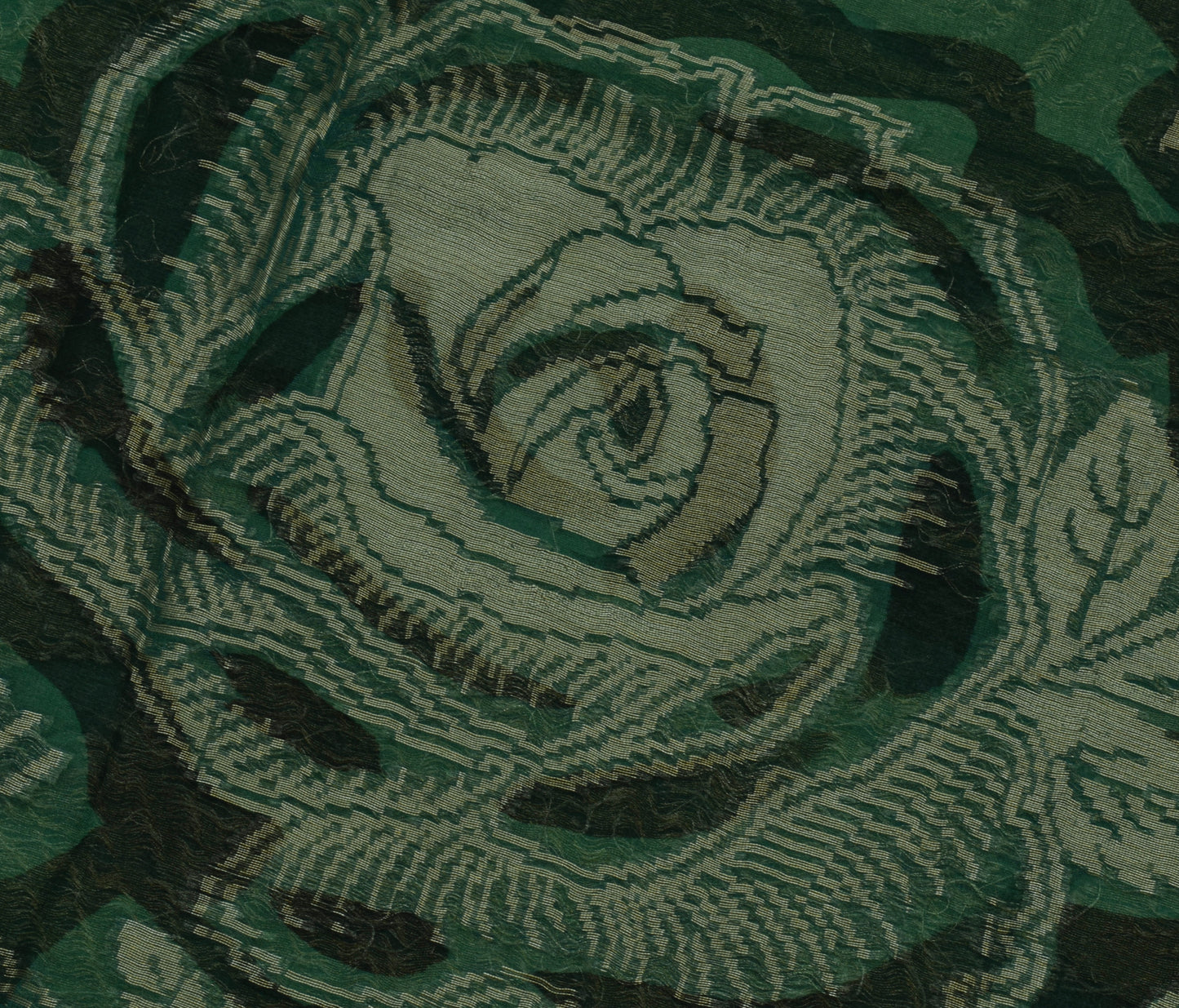 Sushila Vintage Green Saree 100% Pure Georgette Silk Printed Floral Craft Fabric