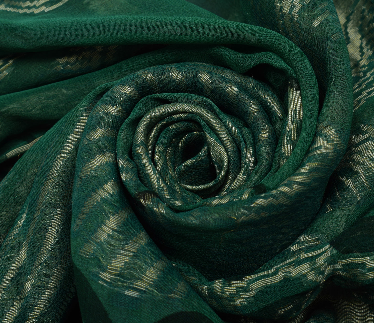 Sushila Vintage Green Saree 100% Pure Georgette Silk Printed Floral Craft Fabric