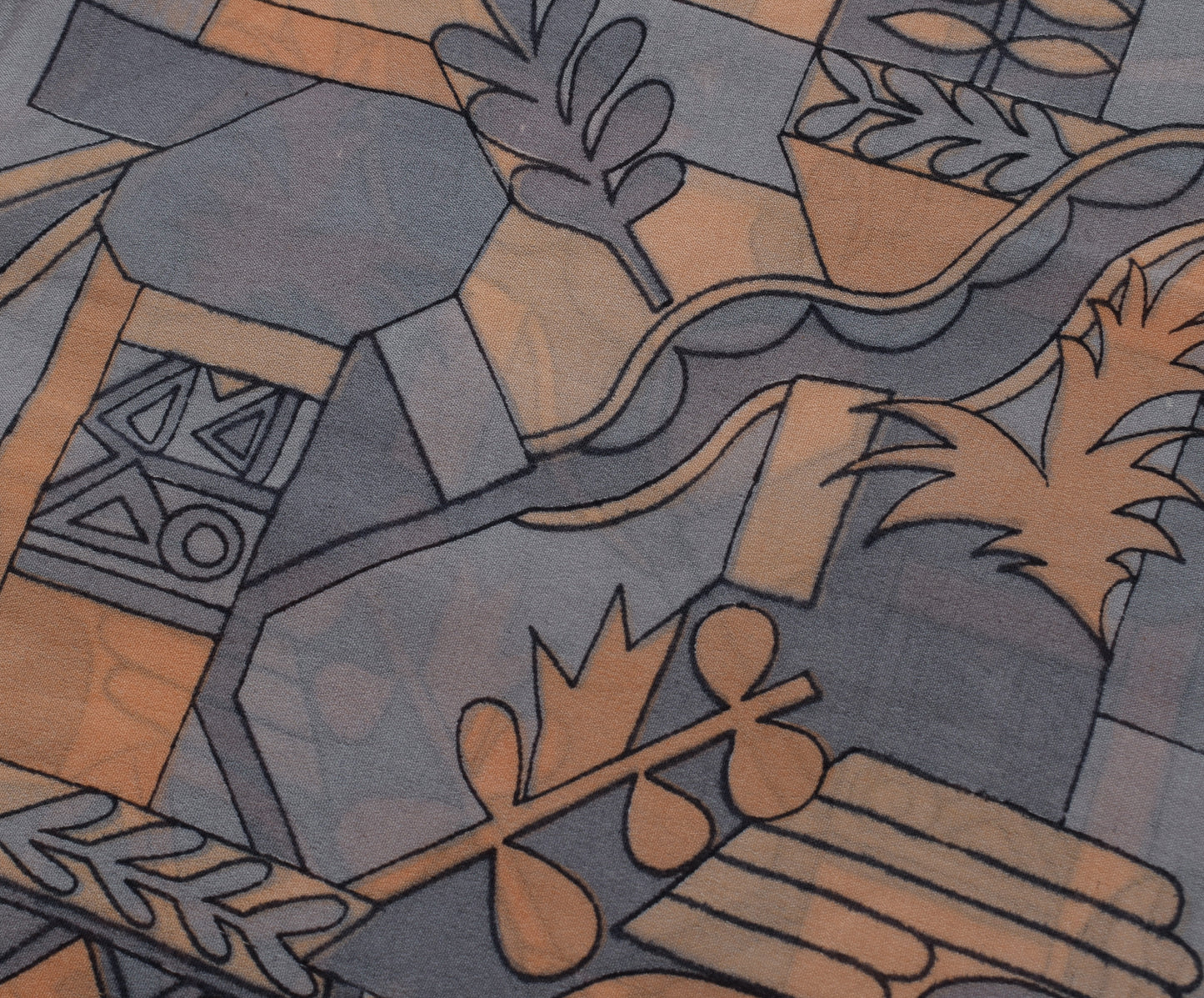 Sushila Vintage Gray Saree 100% Pure Georgette Silk Printed Craft Sari Fabric