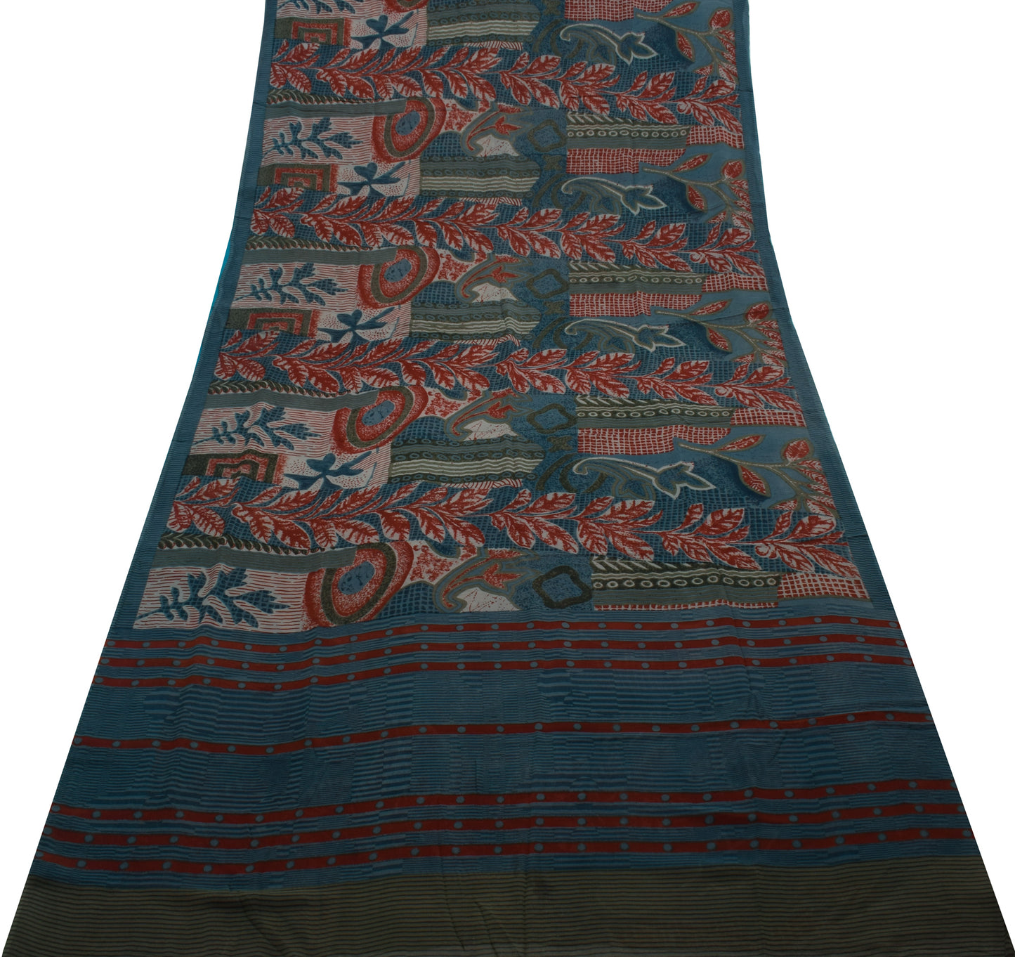 Sushila Vintage Indian Saree Pure Georgette Silk Printed Floral Craft 5YD Fabric