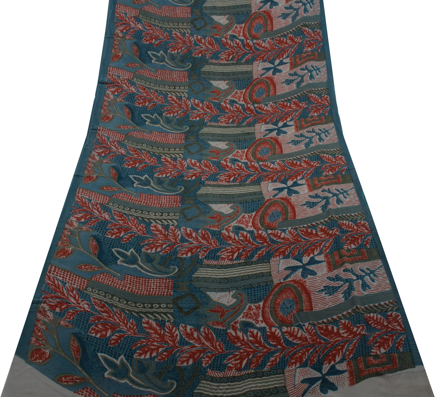 Sushila Vintage Indian Saree Pure Georgette Silk Printed Floral Craft 5YD Fabric