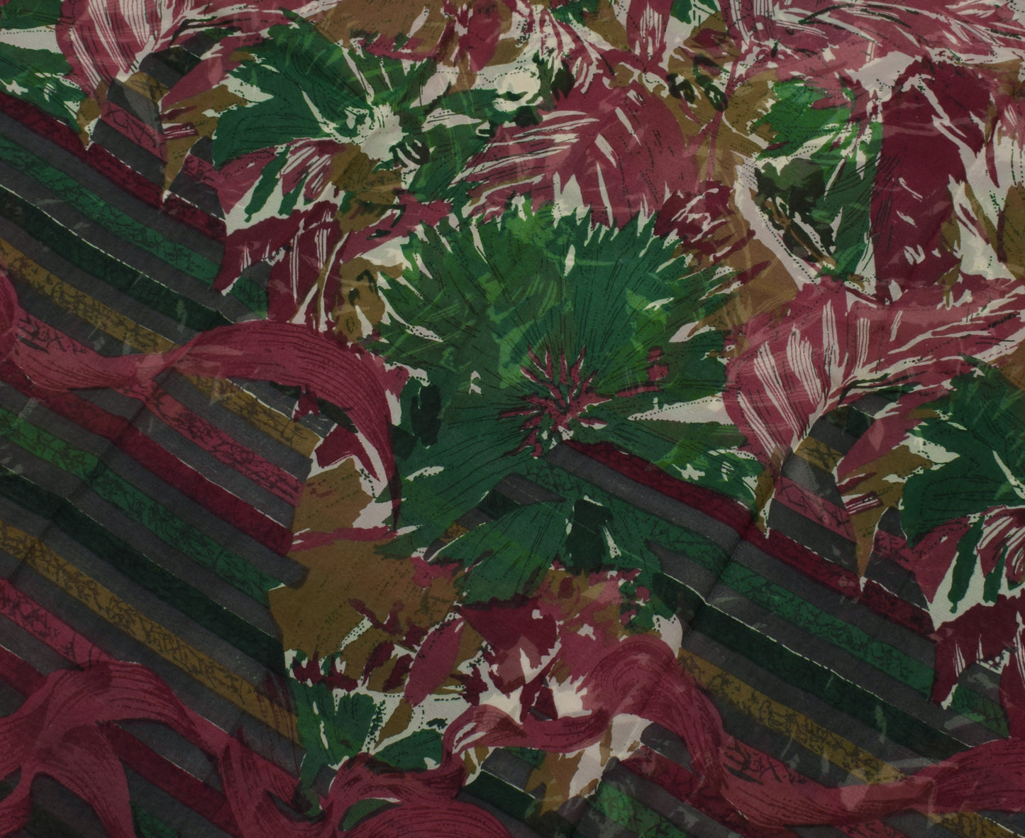 Sushila Vintage Green Saree 100% Pure Georgette Silk Printed Floral Craft Fabric