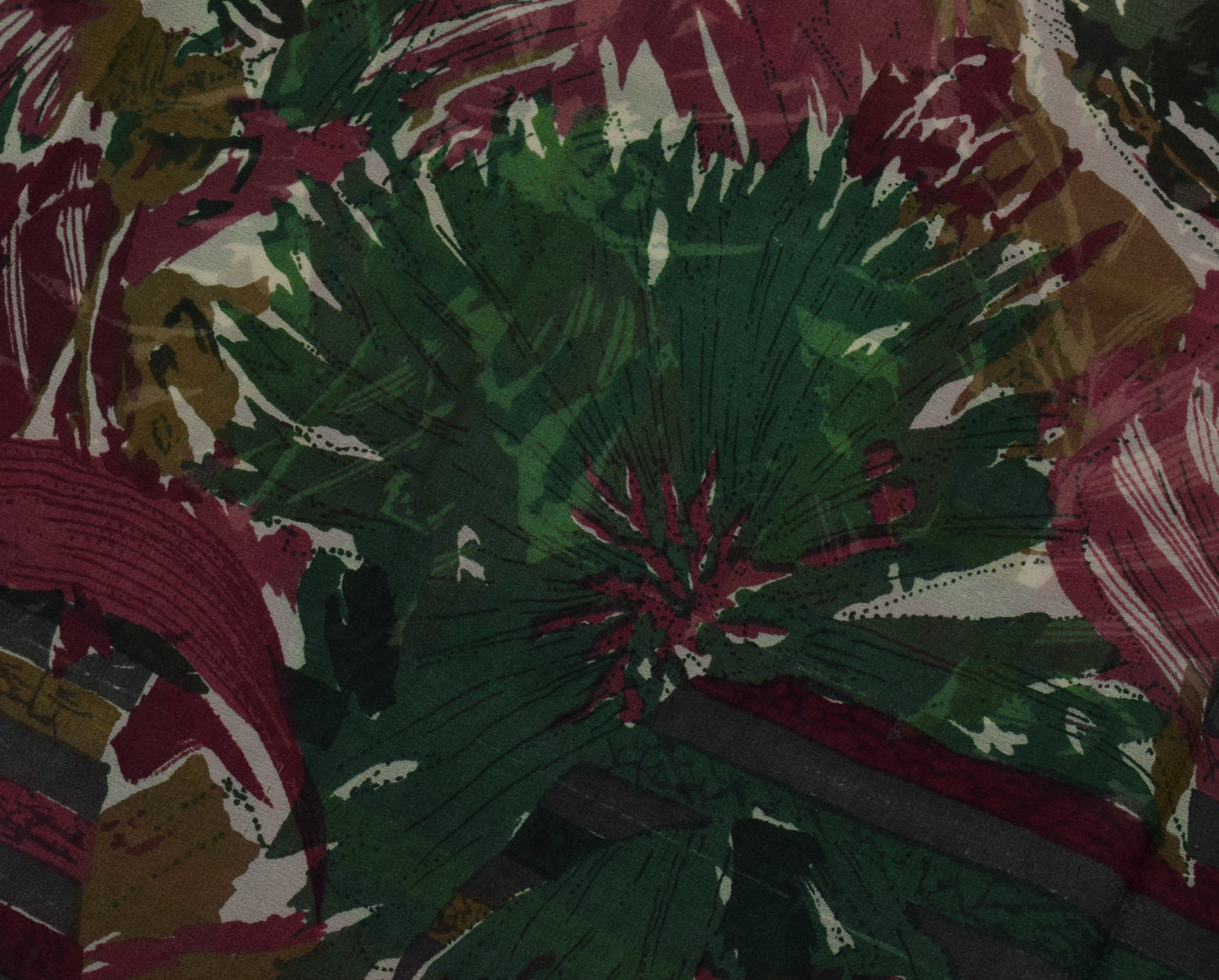 Sushila Vintage Green Saree 100% Pure Georgette Silk Printed Floral Craft Fabric