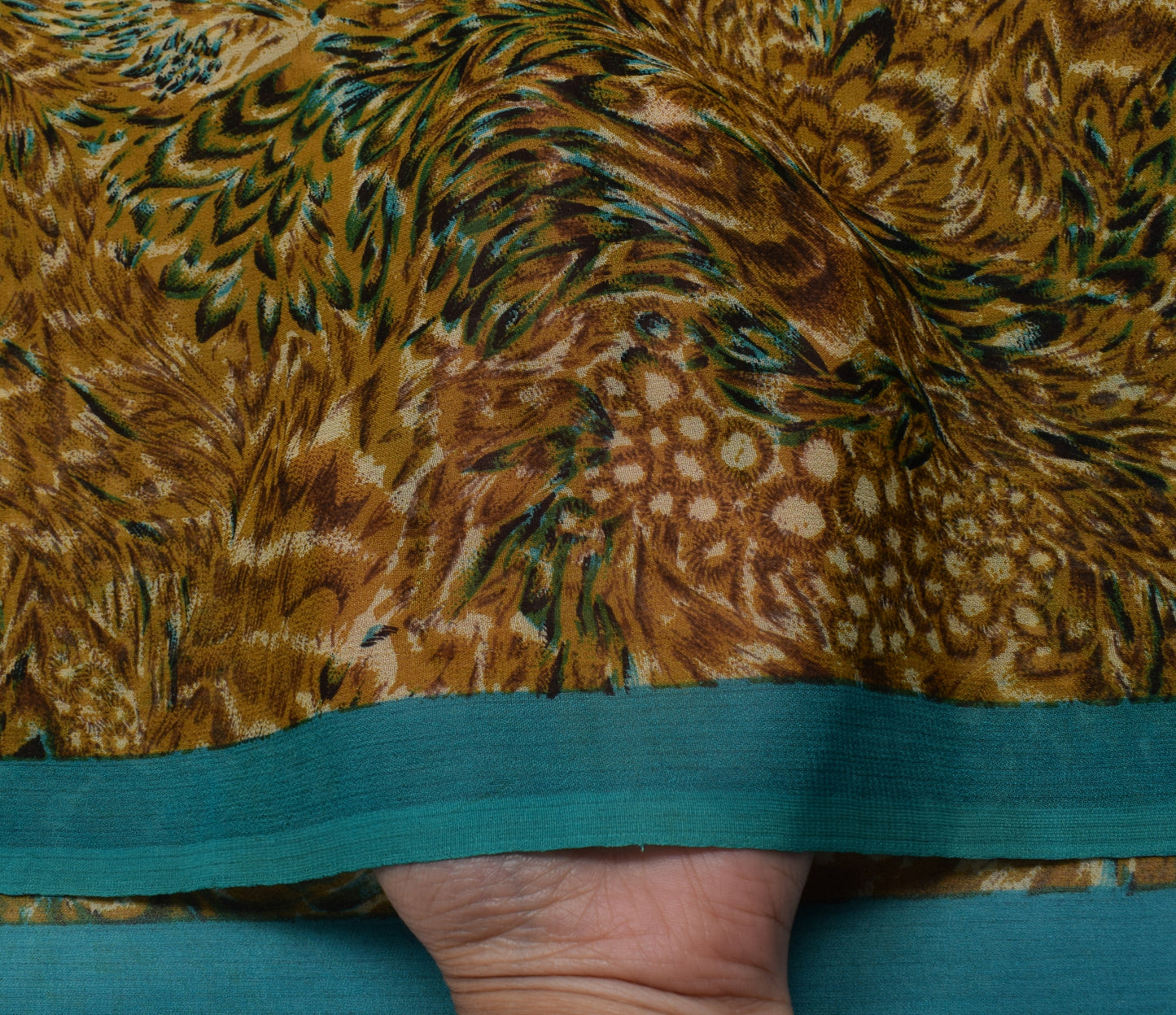 Sushila Vintage Indian Saree 100% Pure Georgette Silk Printed 5 YD Craft Fabric