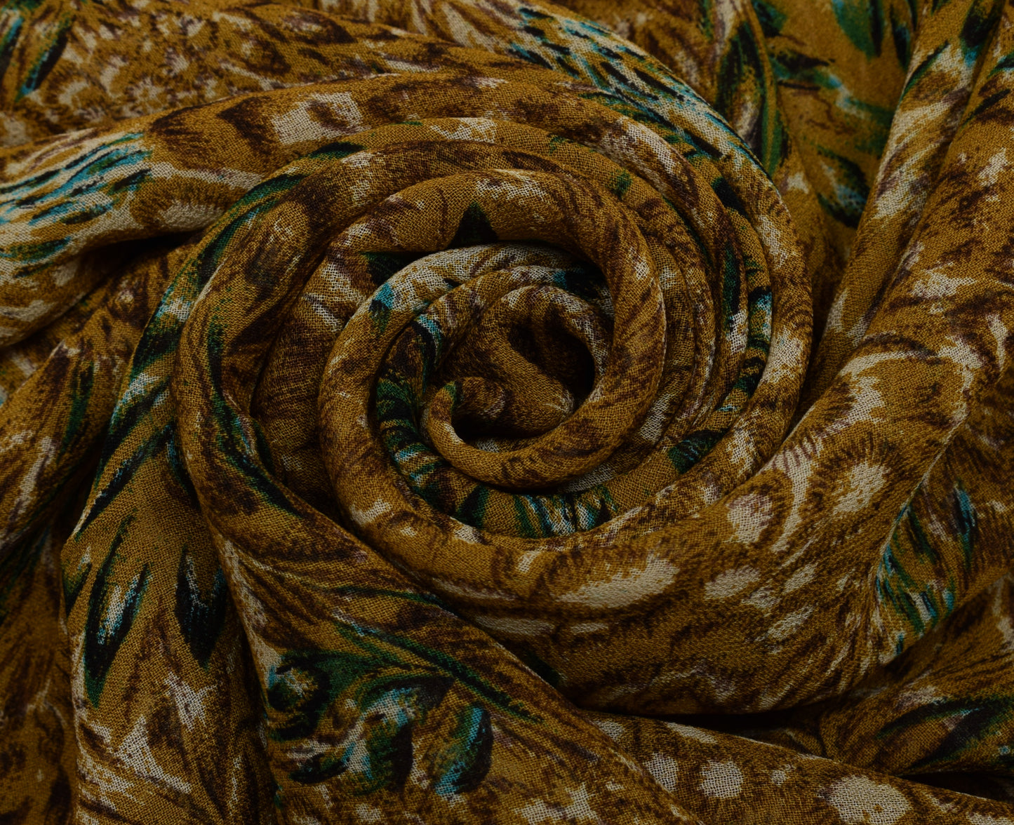 Sushila Vintage Indian Saree 100% Pure Georgette Silk Printed 5 YD Craft Fabric