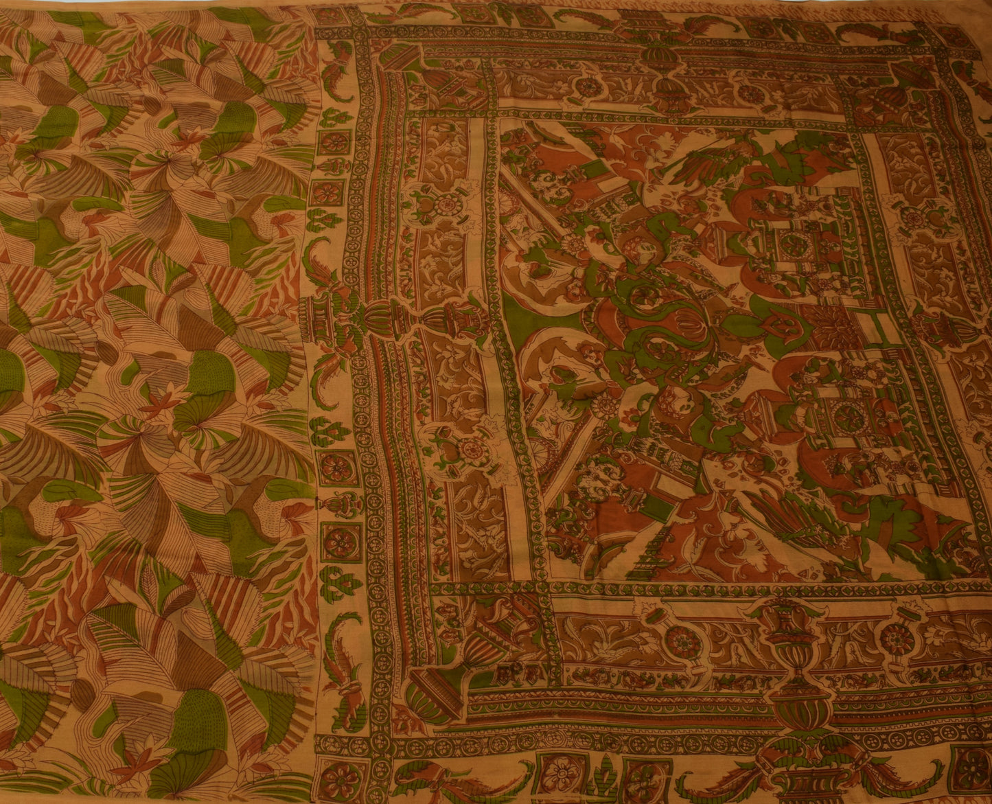 Sushila Vintage Brown Saree 100% Pure Georgette Silk Printed 5 Yard Craft Fabric