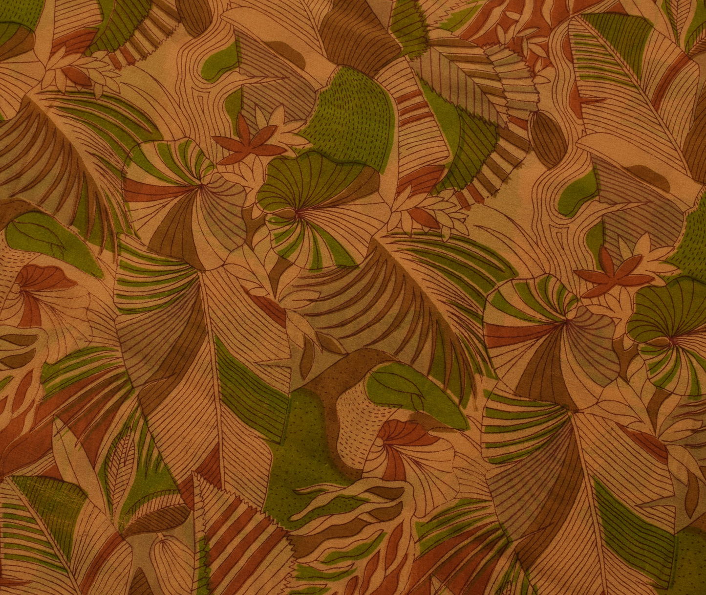 Sushila Vintage Brown Saree 100% Pure Georgette Silk Printed 5 Yard Craft Fabric