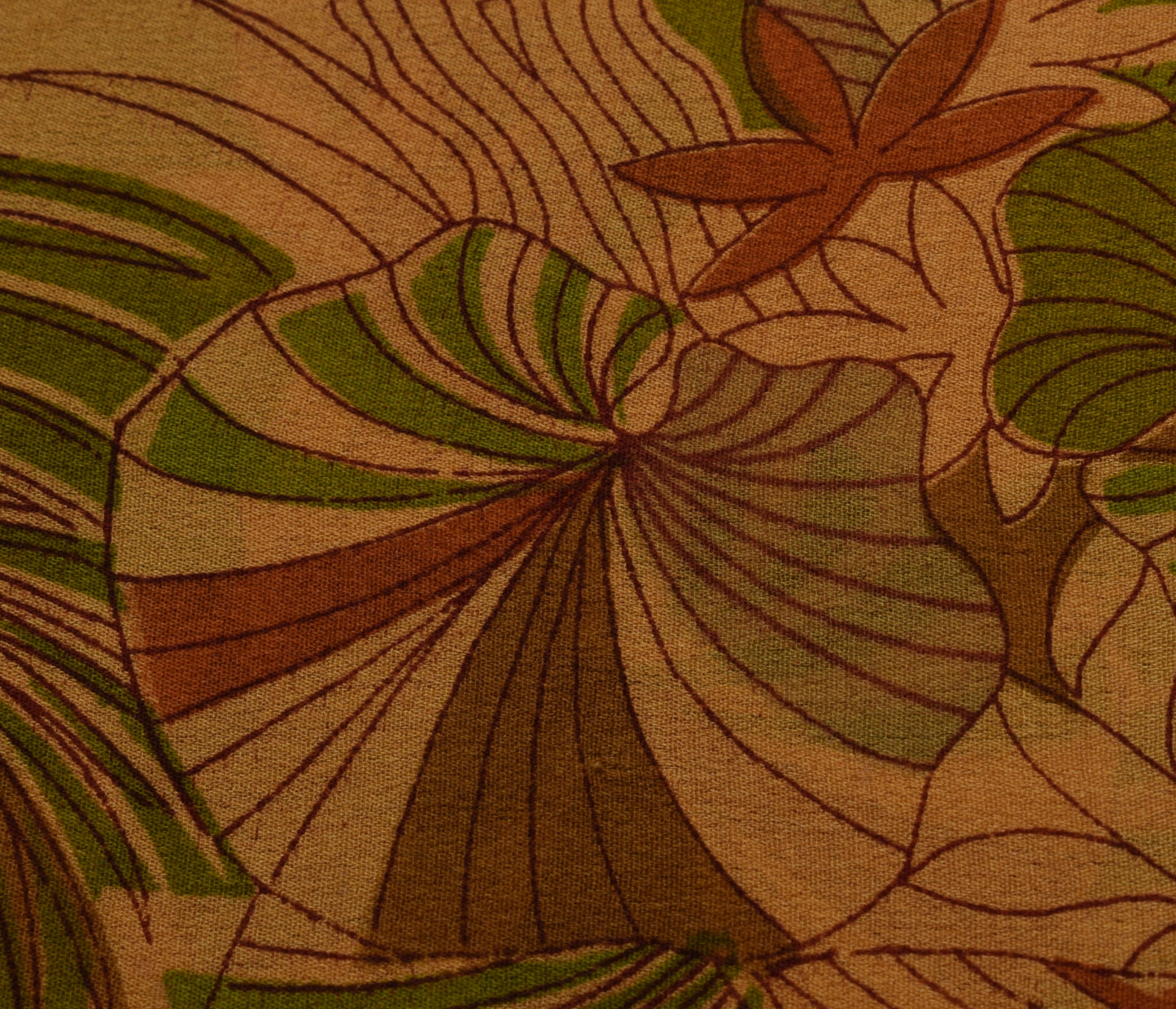 Sushila Vintage Brown Saree 100% Pure Georgette Silk Printed 5 Yard Craft Fabric