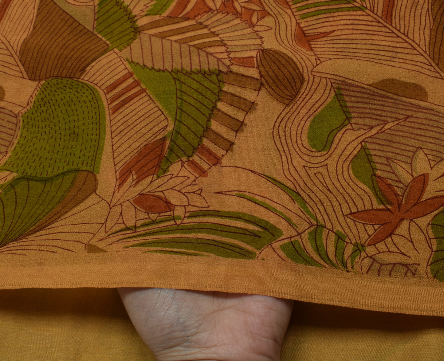 Sushila Vintage Brown Saree 100% Pure Georgette Silk Printed 5 Yard Craft Fabric