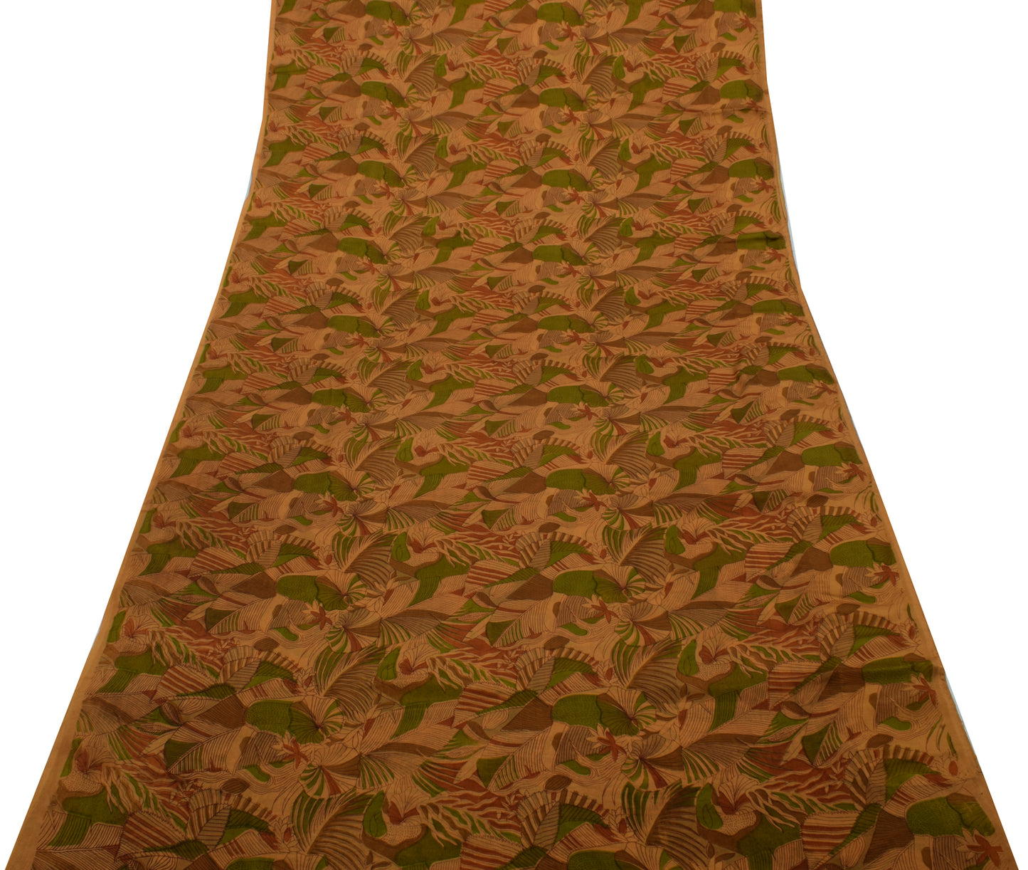 Sushila Vintage Brown Saree 100% Pure Georgette Silk Printed 5 Yard Craft Fabric