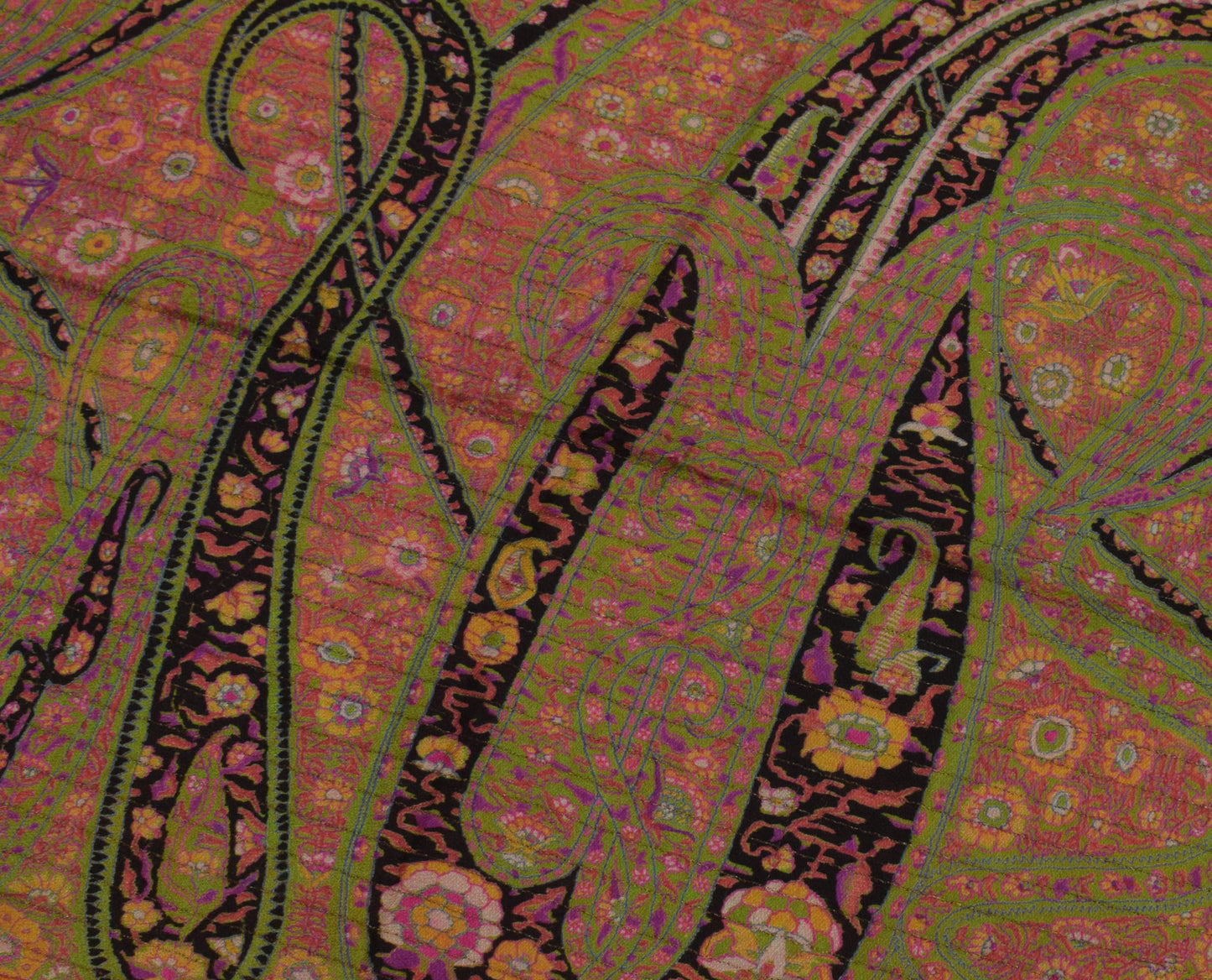 Sushila Vintage Orange Saree 100% Pure Silk Printed Paisley Soft Craft Fabric