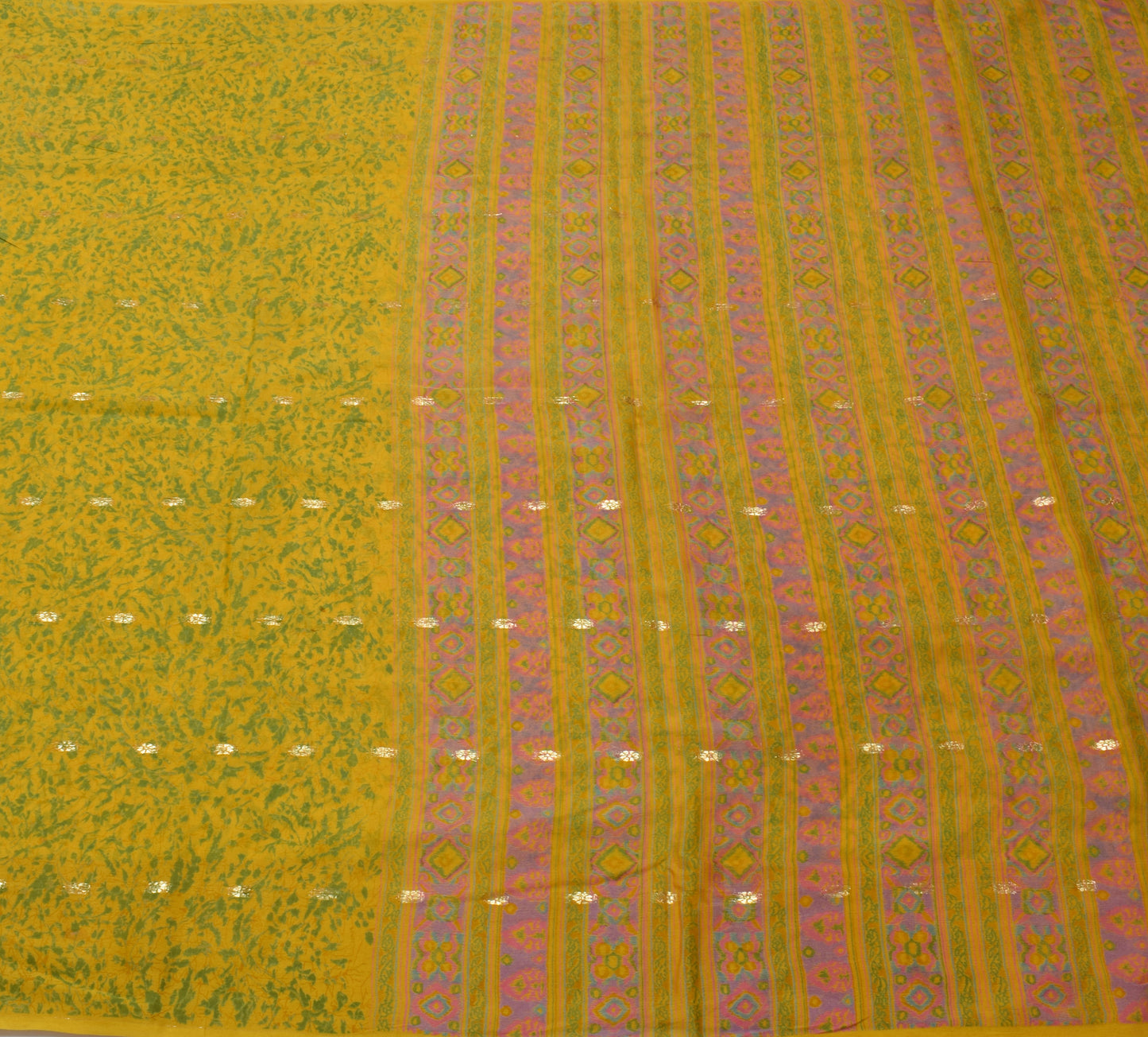 Sushila Vintage Yellow Saree 100% Pure Georgette Silk Printed Craft Fabric