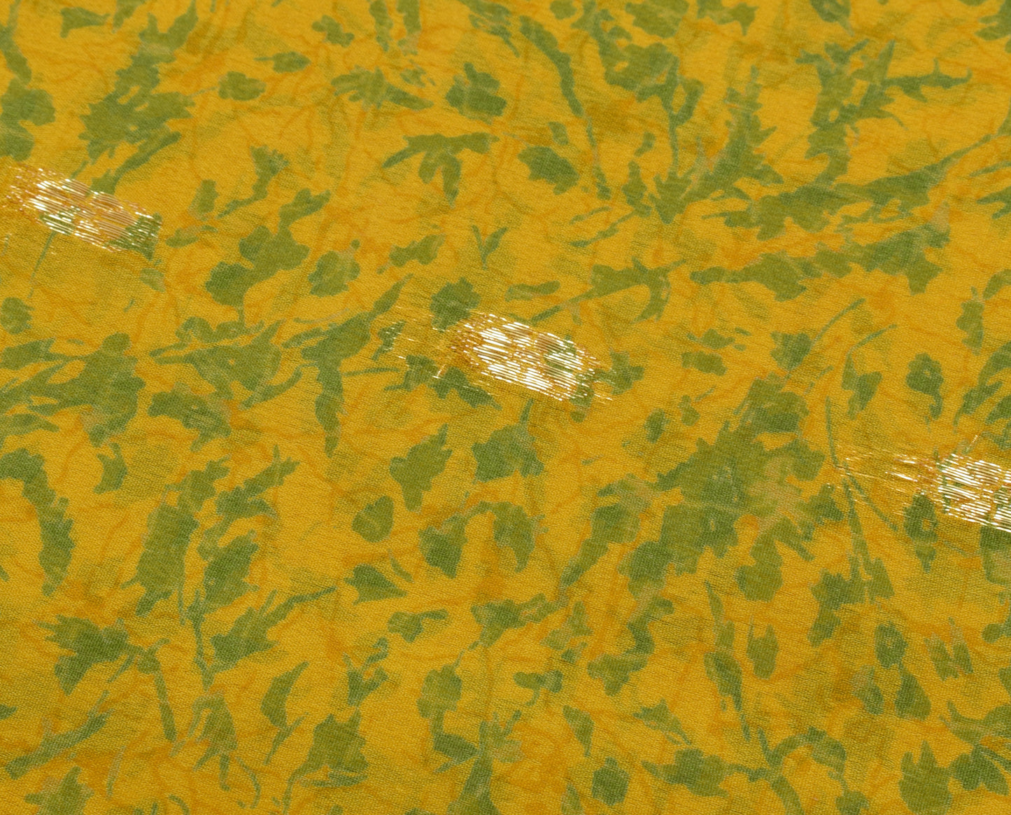 Sushila Vintage Yellow Saree 100% Pure Georgette Silk Printed Craft Fabric