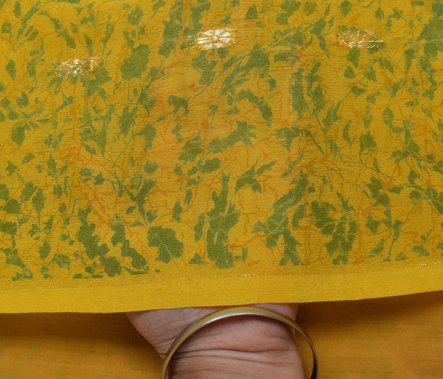 Sushila Vintage Yellow Saree 100% Pure Georgette Silk Printed Craft Fabric