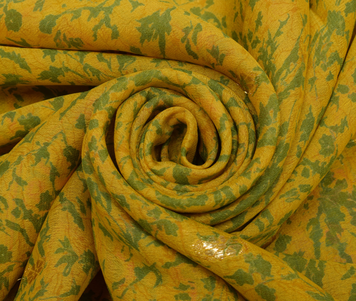 Sushila Vintage Yellow Saree 100% Pure Georgette Silk Printed Craft Fabric