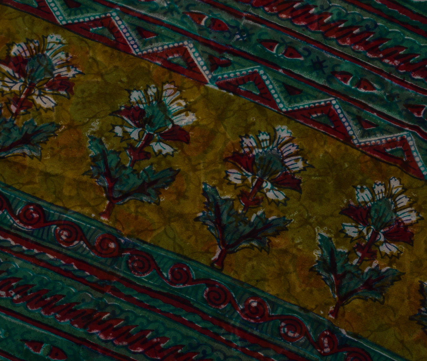 Sushila Vintage Saree 100% Pure Georgette Silk Printed Floral Craft Fabric