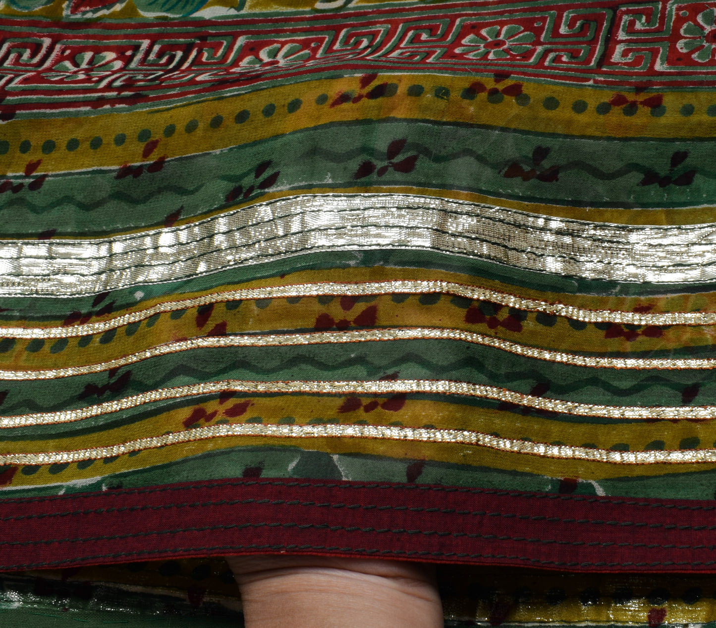 Sushila Vintage Saree 100% Pure Georgette Silk Printed Floral Craft Fabric
