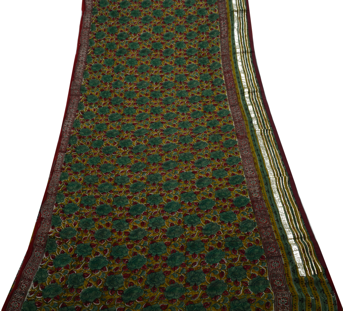 Sushila Vintage Saree 100% Pure Georgette Silk Printed Floral Craft Fabric