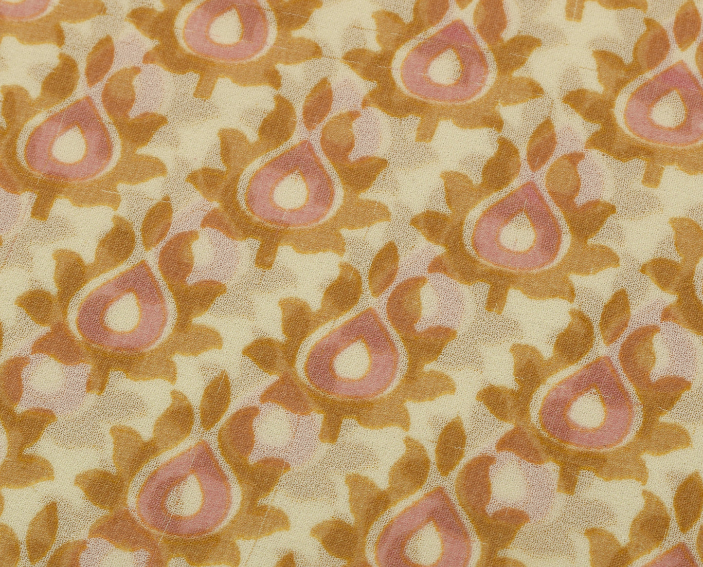 Sushila Vintage Cream Saree Blend Georgette Silk Printed Floral Craft Fabric