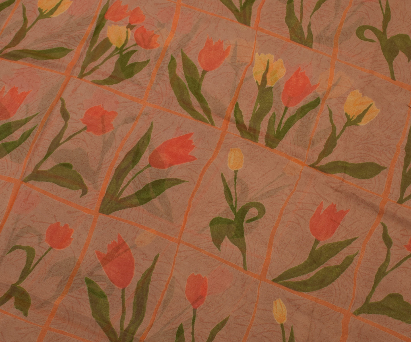 Sushila Vintage Indian Saree Pure Georgette Silk Printed Floral Craft Fabric