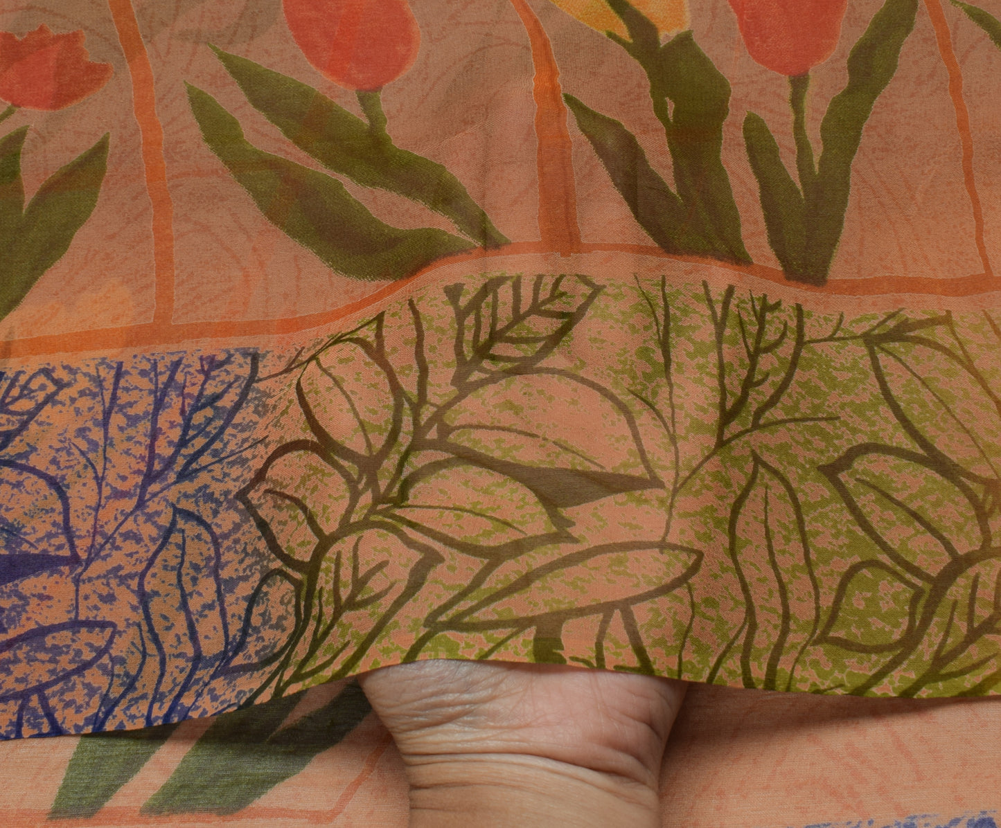 Sushila Vintage Indian Saree Pure Georgette Silk Printed Floral Craft Fabric
