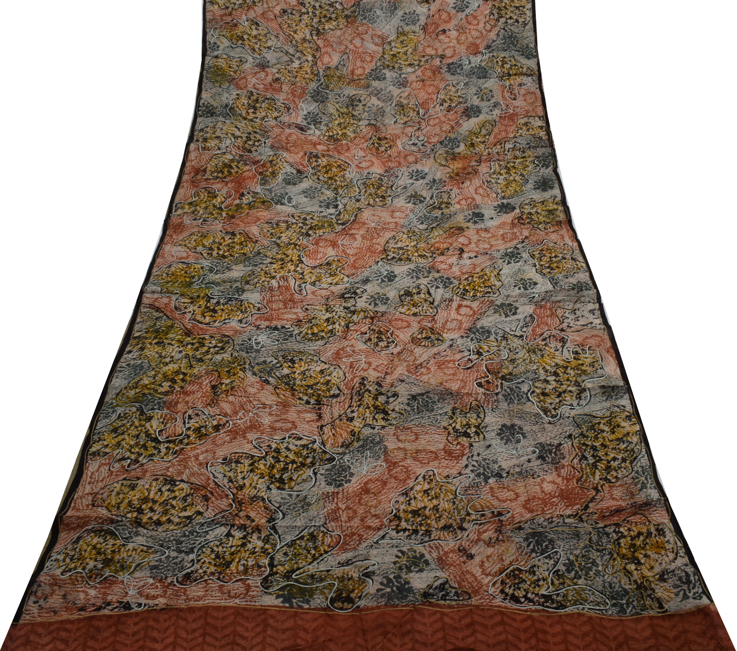 Sushila Vintage Indian Saree Pure Georgette Silk Printed 5 Yard Craft Fabric