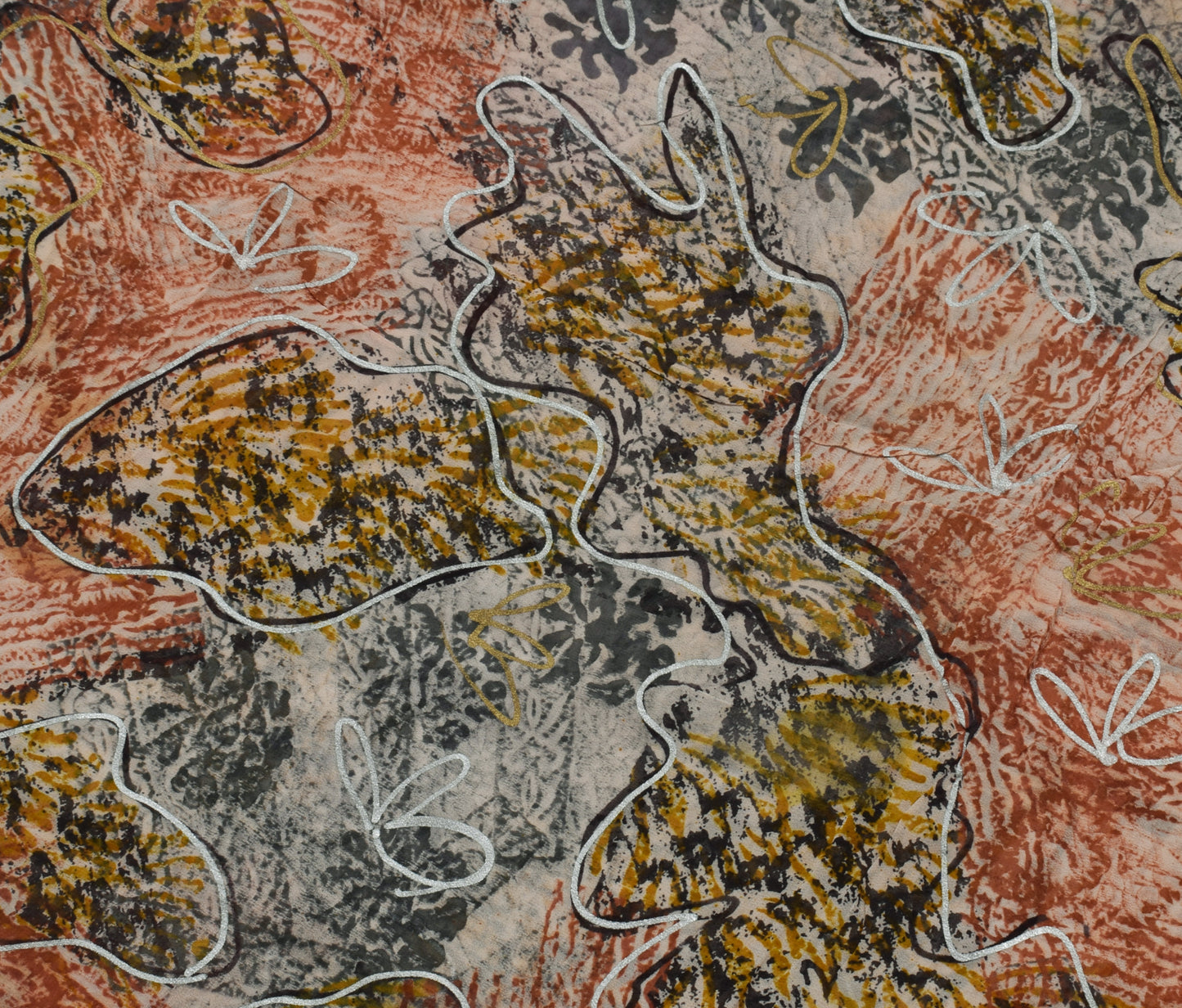 Sushila Vintage Indian Saree Pure Georgette Silk Printed 5 Yard Craft Fabric