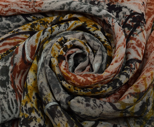 Sushila Vintage Indian Saree Pure Georgette Silk Printed 5 Yard Craft Fabric