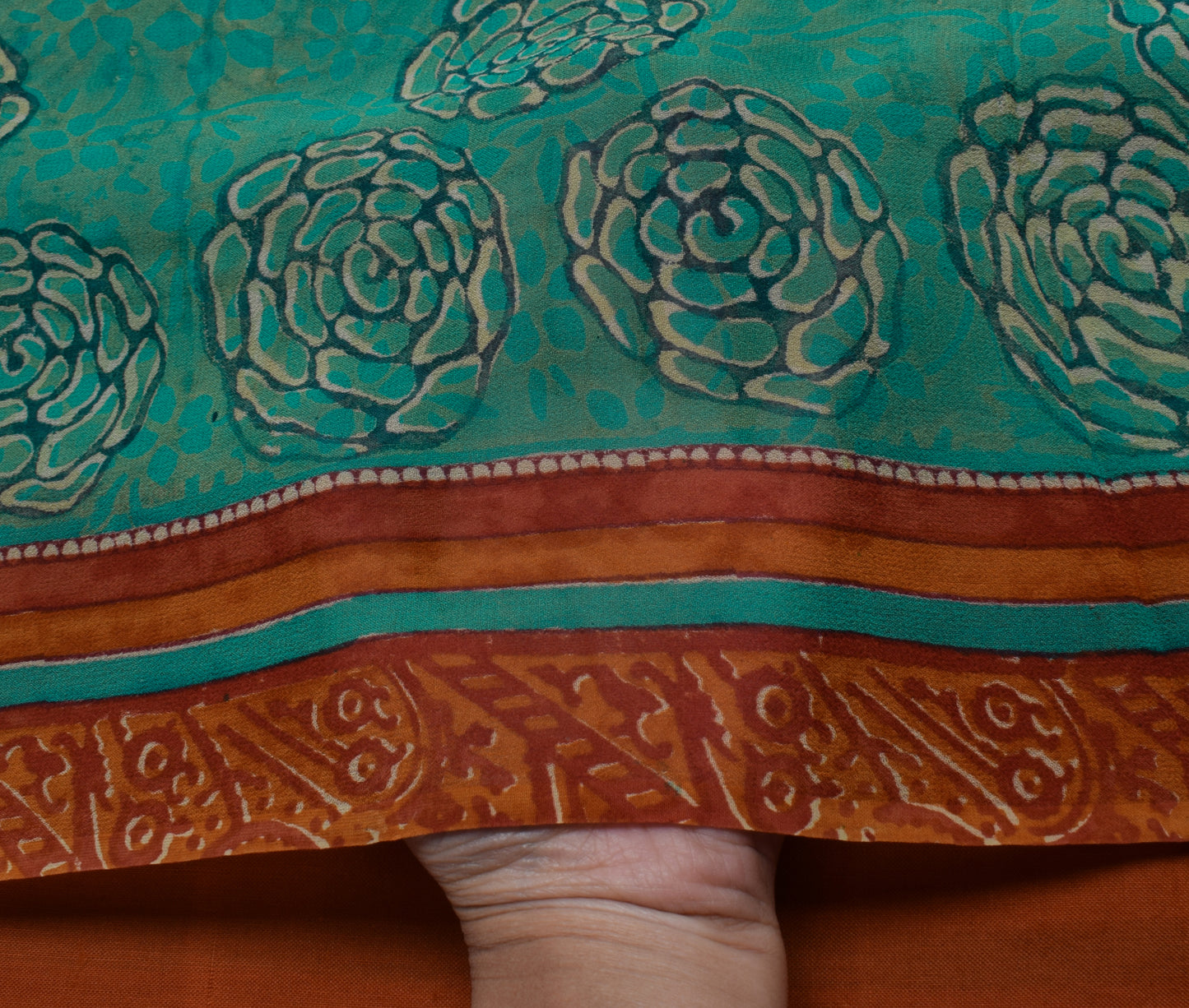 Sushila Vintage Indian Saree Pure Georgette Silk Printed Floral Craft Fabric
