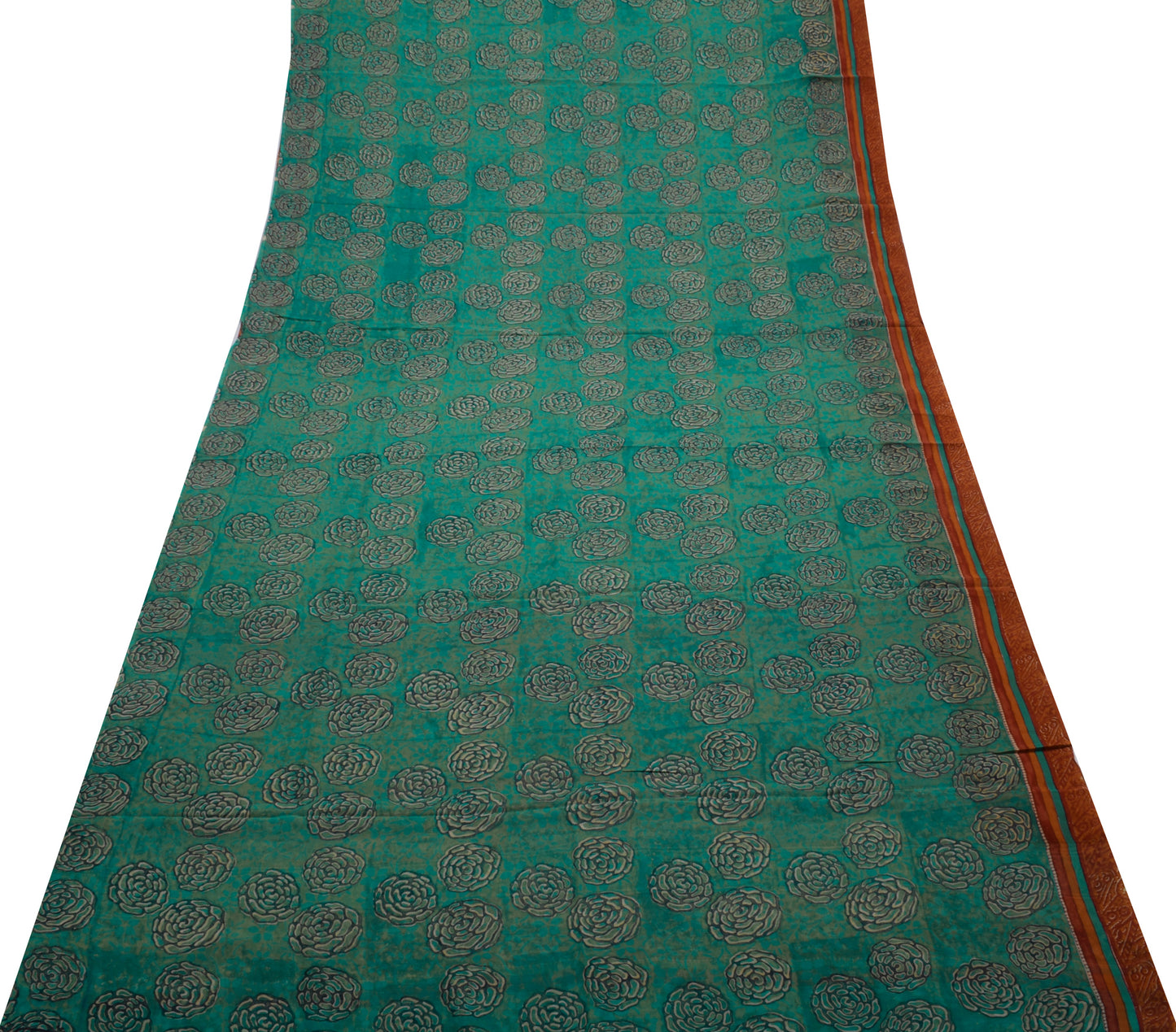 Sushila Vintage Indian Saree Pure Georgette Silk Printed Floral Craft Fabric