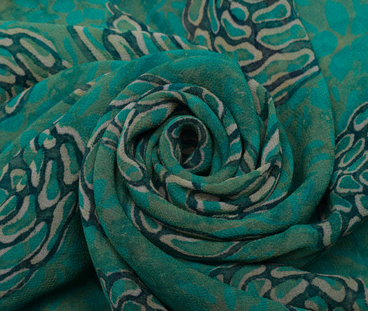 Sushila Vintage Indian Saree Pure Georgette Silk Printed Floral Craft Fabric
