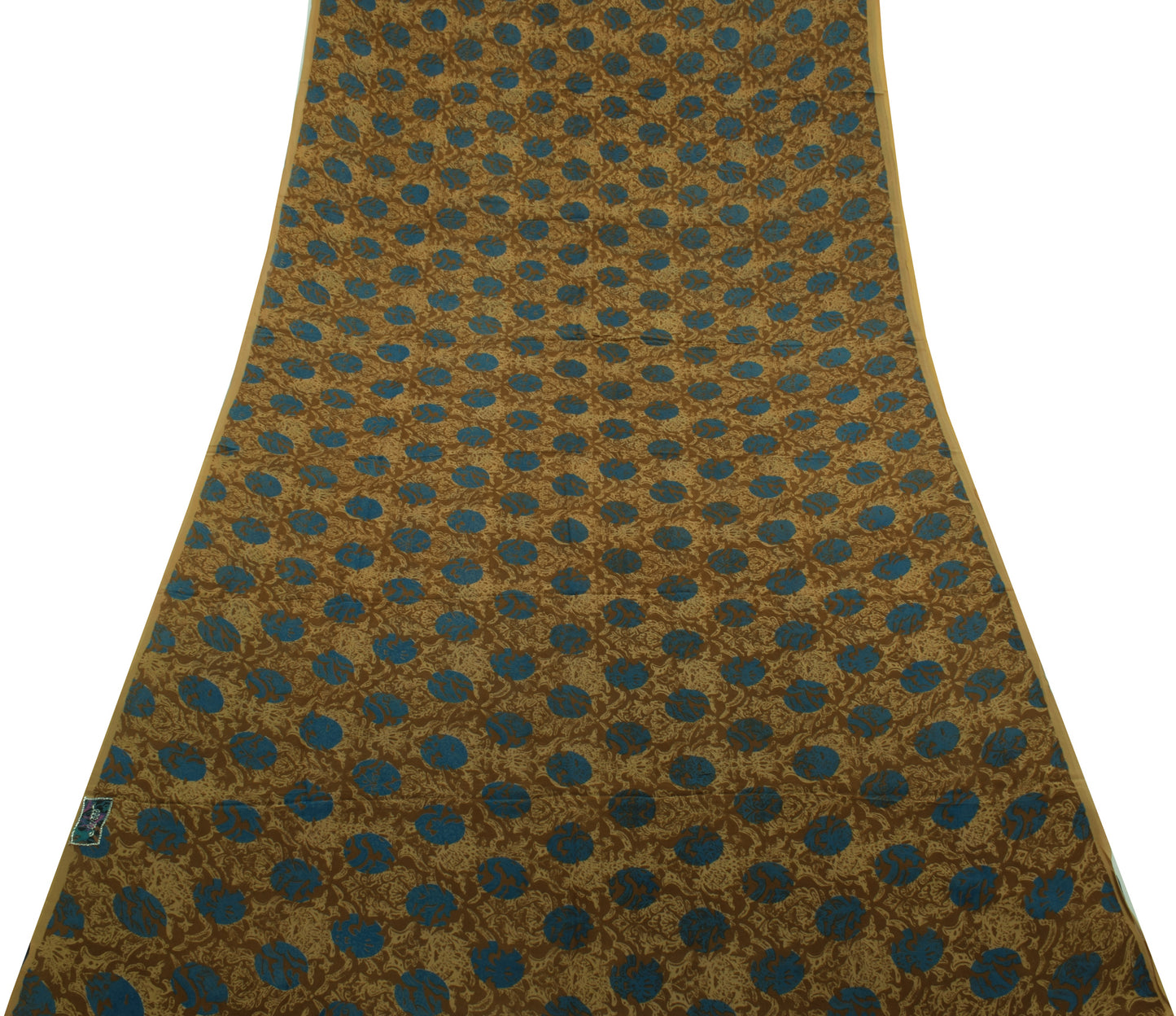 Sushila Vintage Brown Saree 100% Pure Georgette Silk Printed Floral Craft Fabric