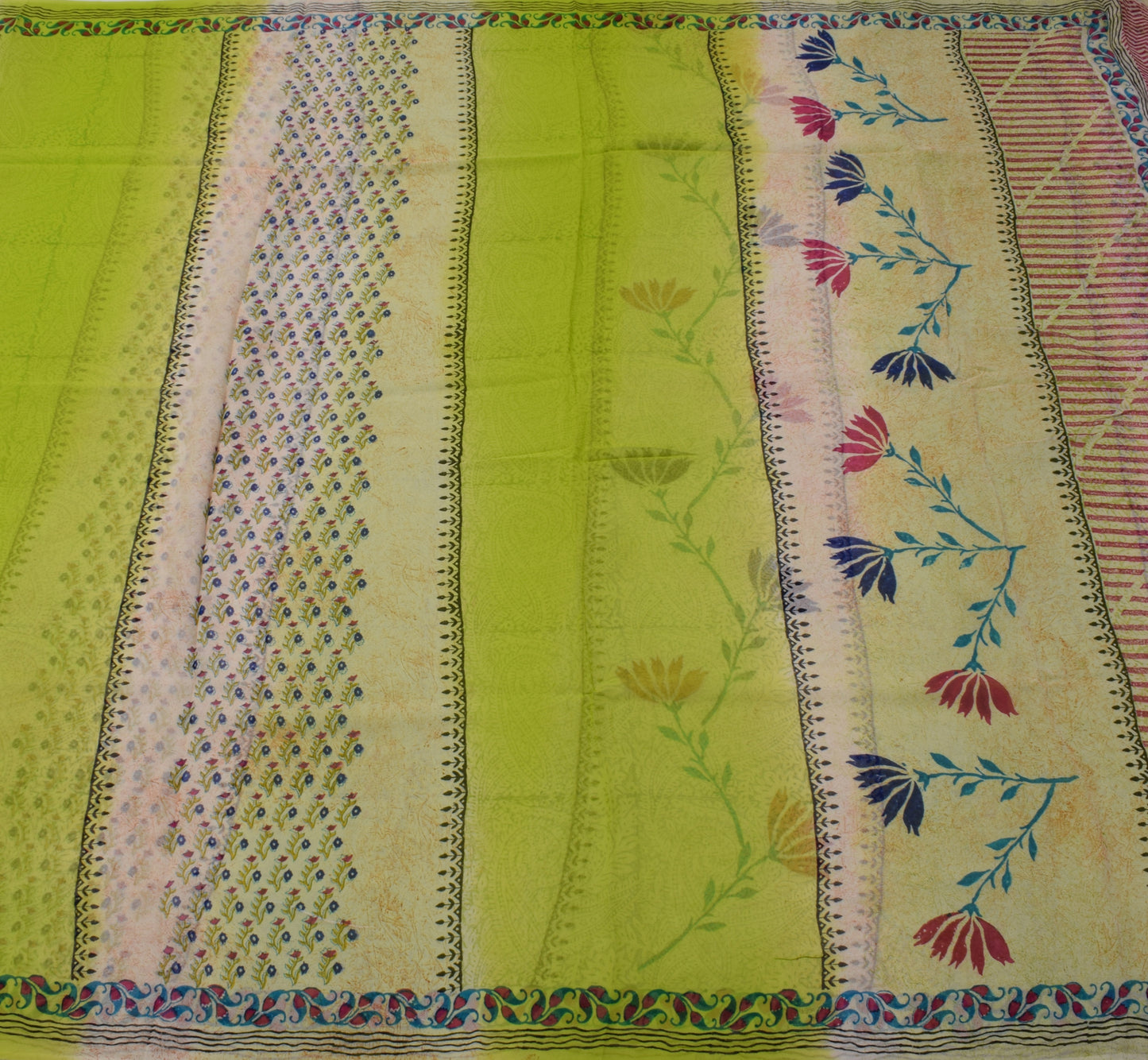 Sushila Vintage Indian Saree Pure Georgette Silk Printed 5 Yard Craft Fabric