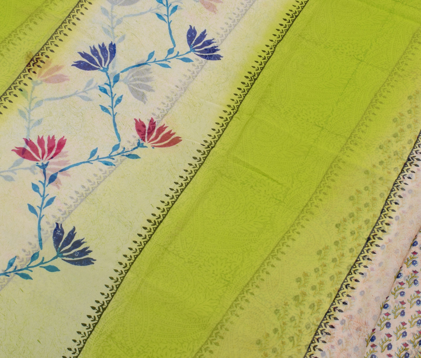 Sushila Vintage Indian Saree Pure Georgette Silk Printed 5 Yard Craft Fabric
